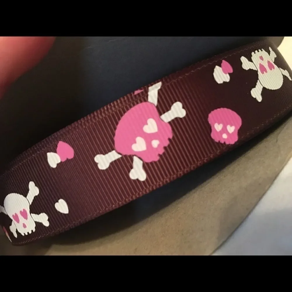 5/$24 grosgrain Ribbon 7/8” NEW 5 yards skulls